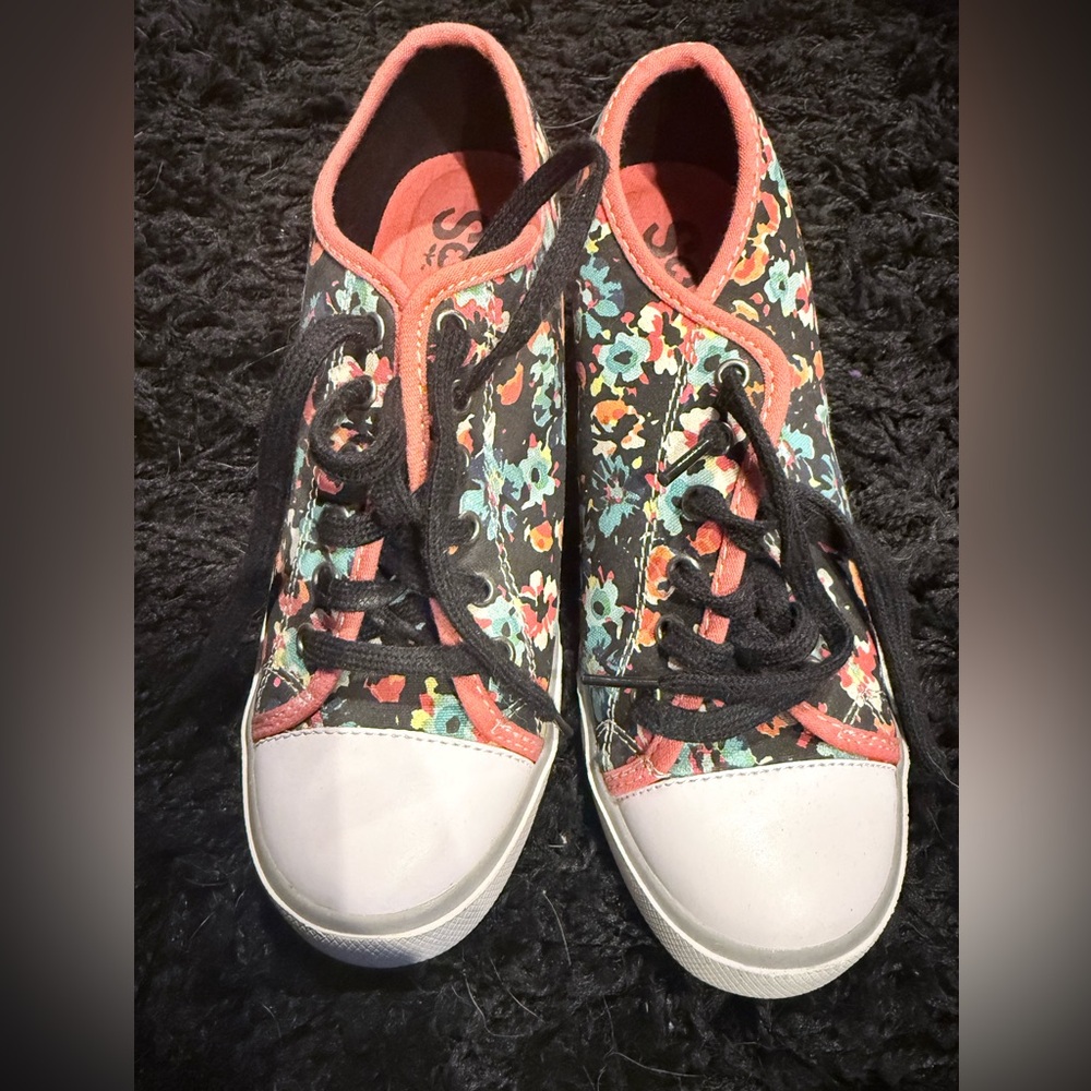 Floral Canvas Sneakers with Black Laces